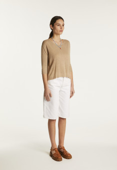 Round neck t-shirt in flamed linen - Domy