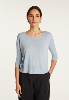 Round neck t-shirt in flamed linen - Domy