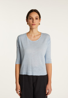 Round neck t-shirt in flamed linen - Domy