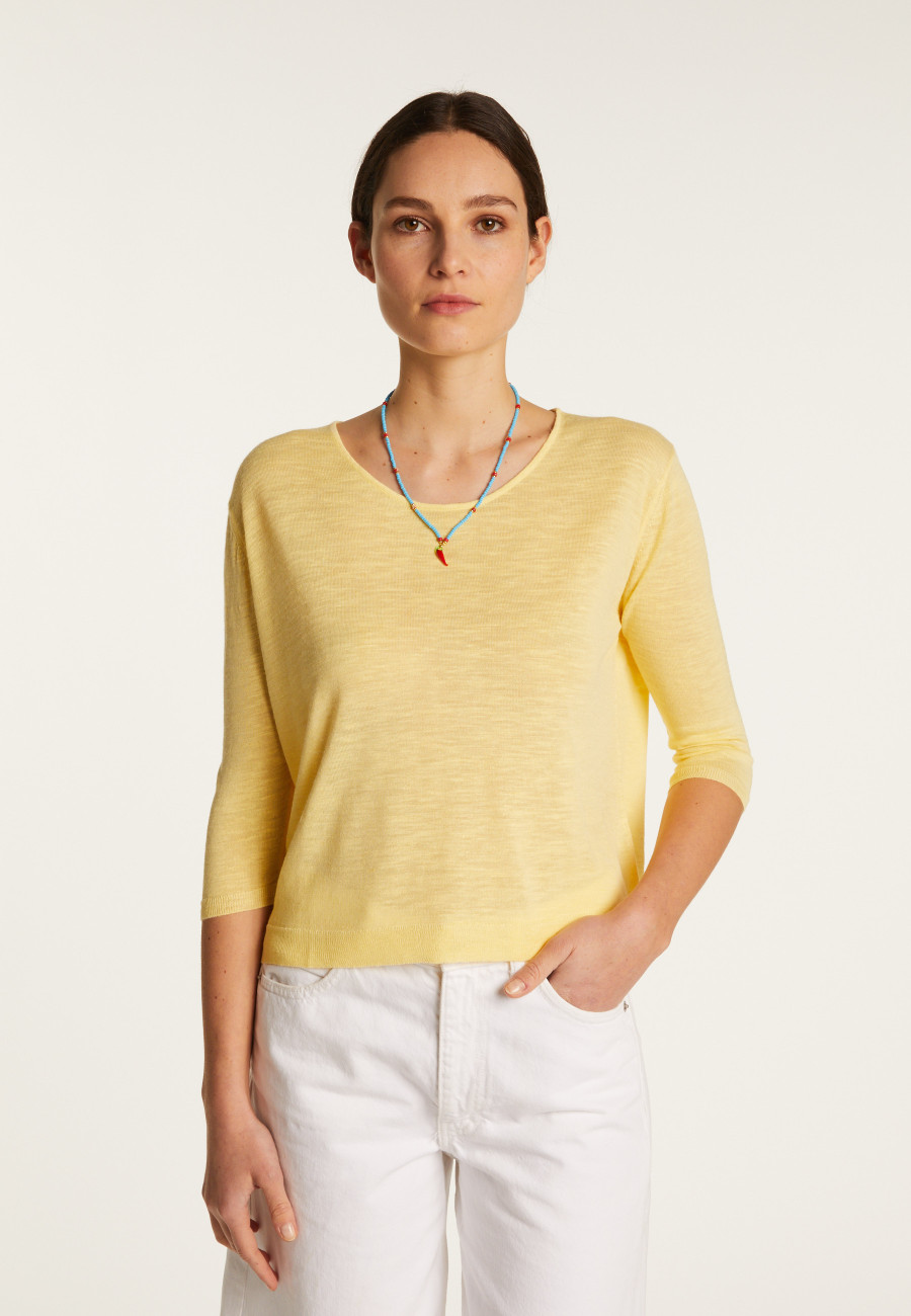 Round neck t-shirt in flamed linen - Domy