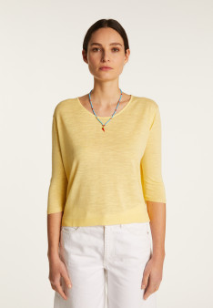 Round neck t-shirt in flamed linen - Domy