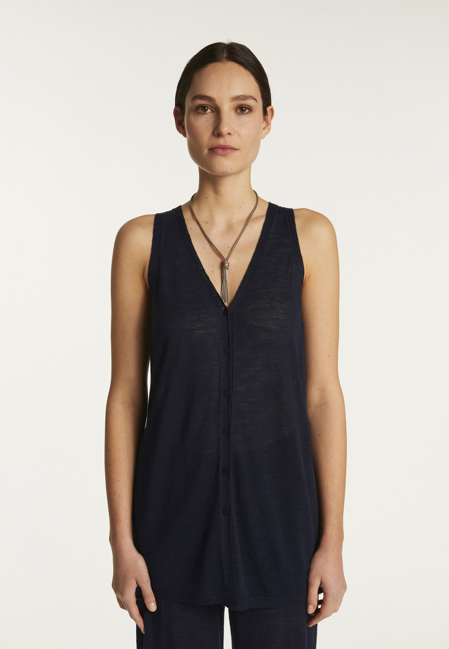 Short-sleeved flamed linen vest - Dara