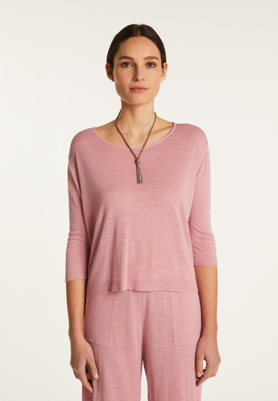 Round neck t-shirt in flamed linen - Domy