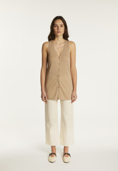 Short-sleeved flamed linen vest - Dara