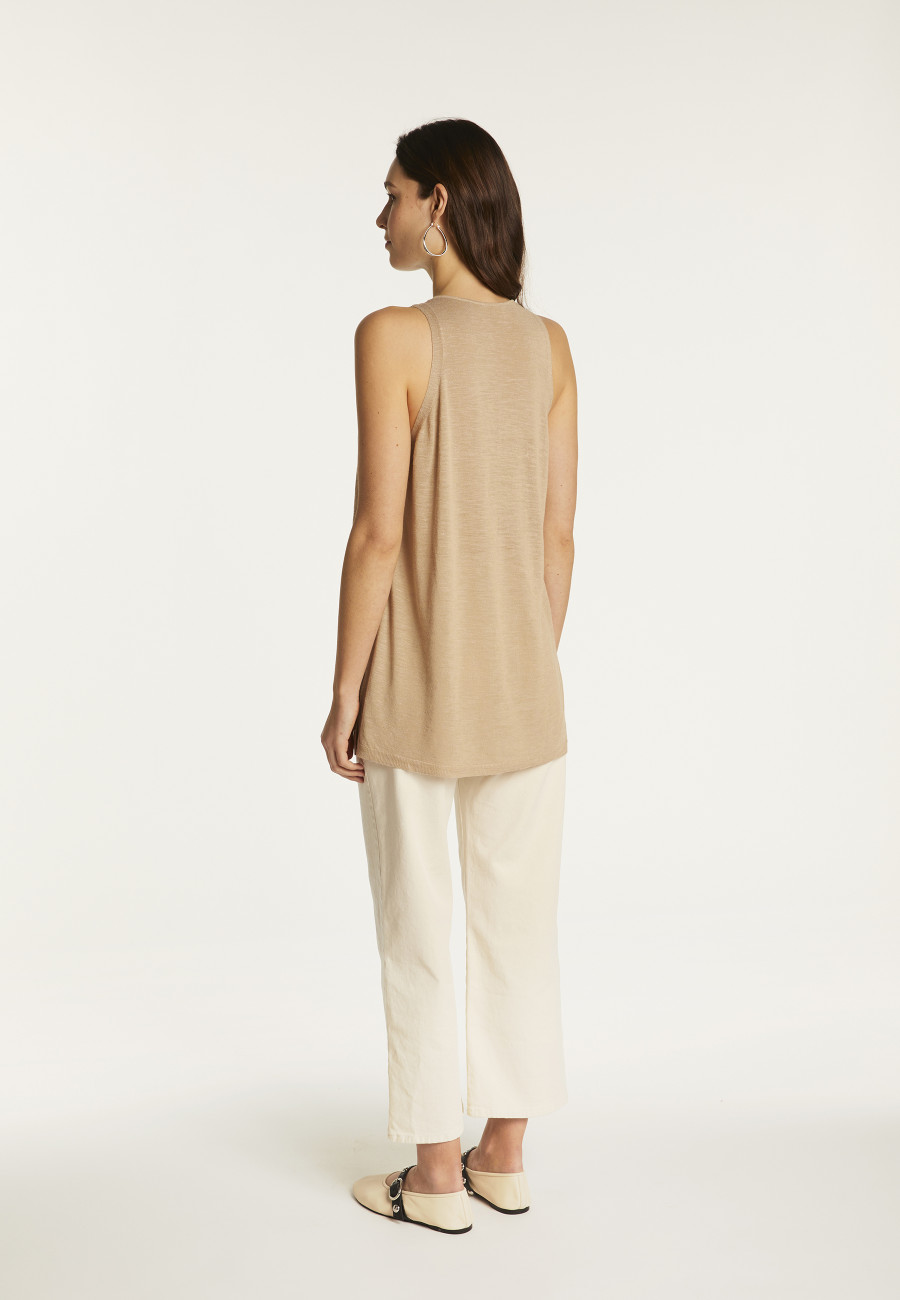 Short-sleeved flamed linen vest - Dara