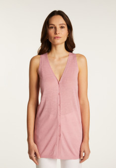 Short-sleeved flamed linen vest - Dara