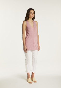 Short-sleeved flamed linen vest - Dara