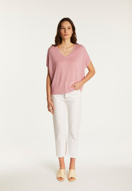 Slub linen V-neck T-shirt - Larra