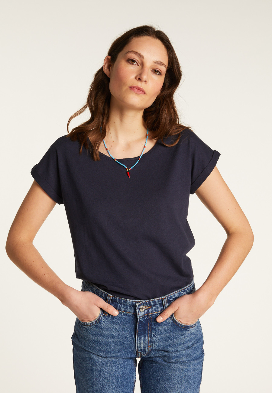 Cotton boat neck t-shirt - Divine