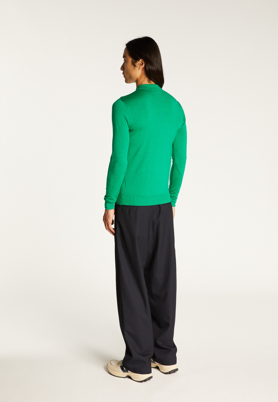 Jumper with polo collar in merino wool - Eni