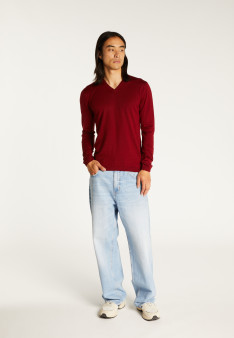 Pull col V en laine mérinos - Elmo