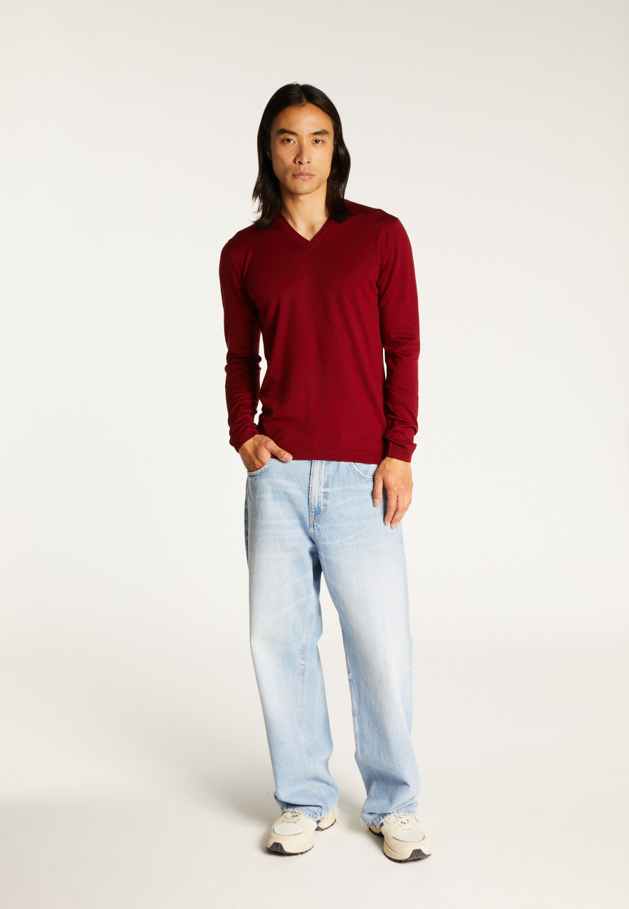 Pull col V en laine mérinos - Elmo