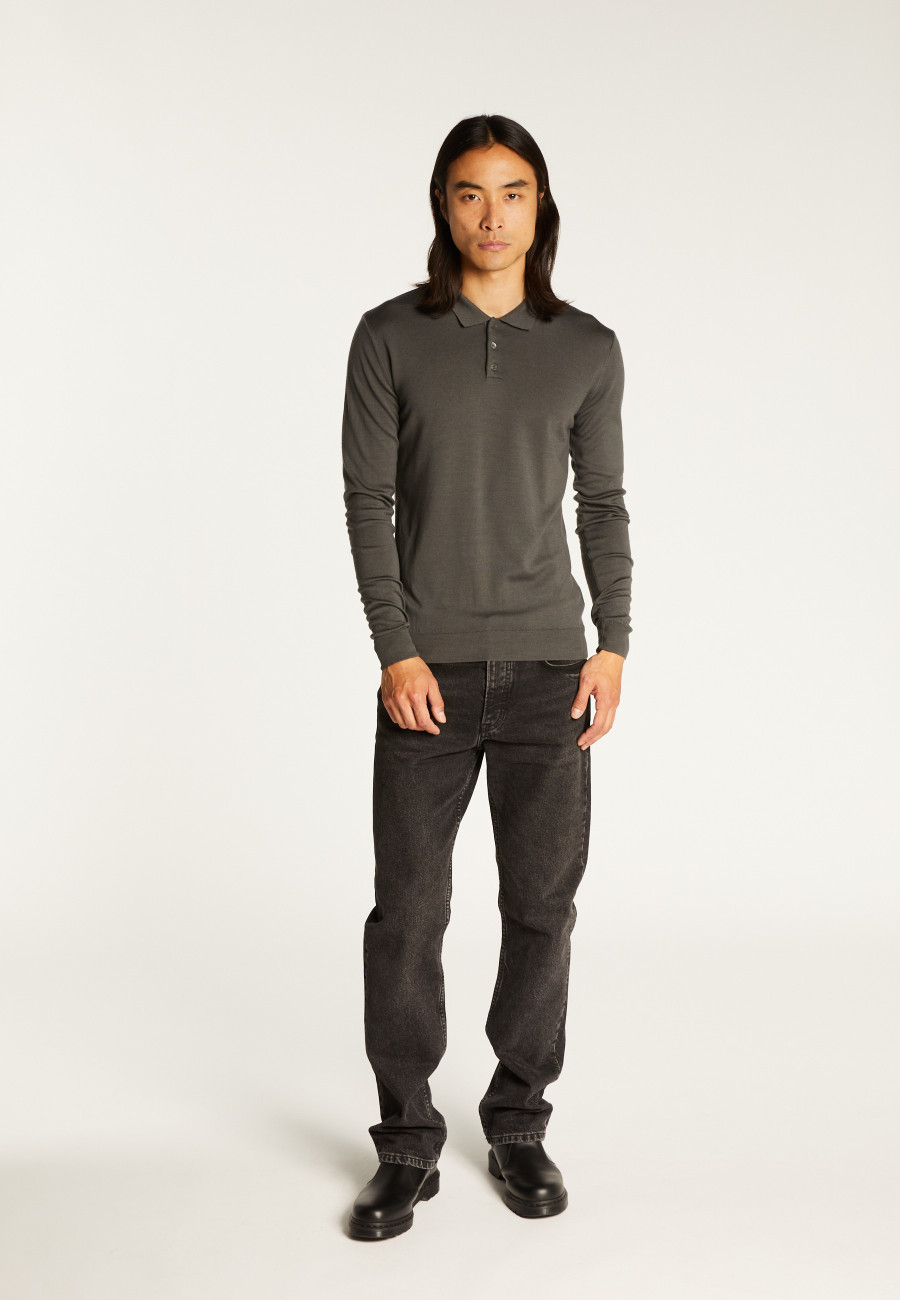 Pull col polo en laine mérinos pour homme