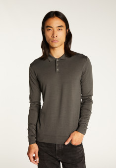 Pull col polo en laine mérinos pour homme