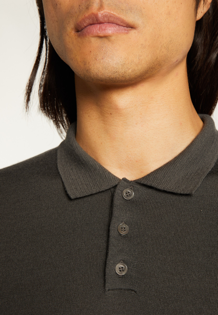 Pull col polo en laine mérinos - Eni