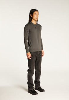 Pull col polo en laine mérinos pour homme