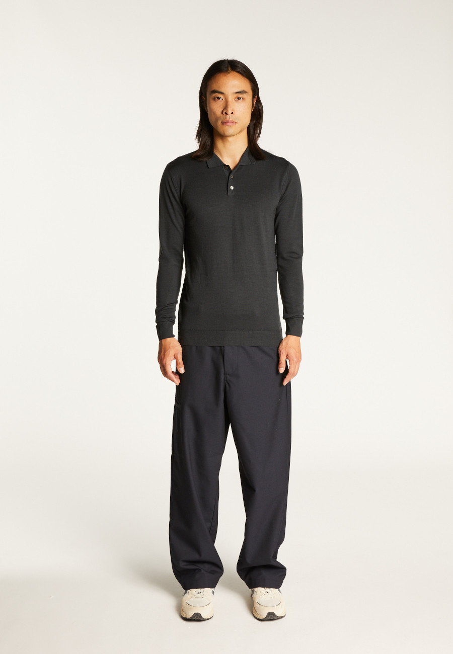 Pull col polo en laine mérinos pour homme