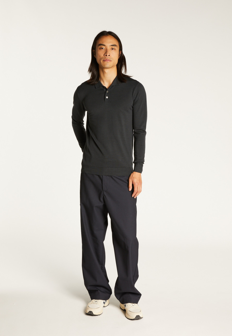 Pull col polo en laine mérinos pour homme