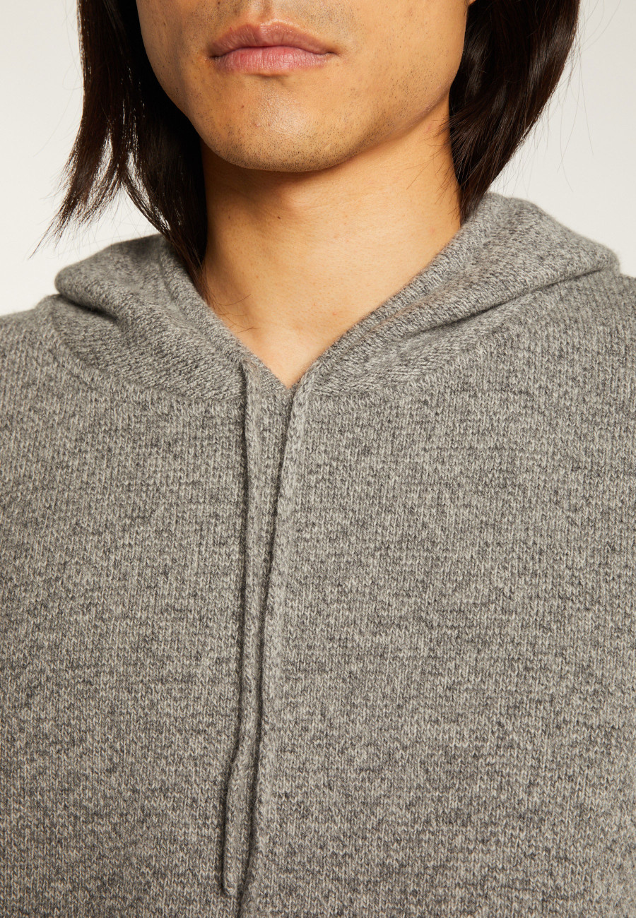 Hooded hoodie with pockets in wool and cashmere - Fabio