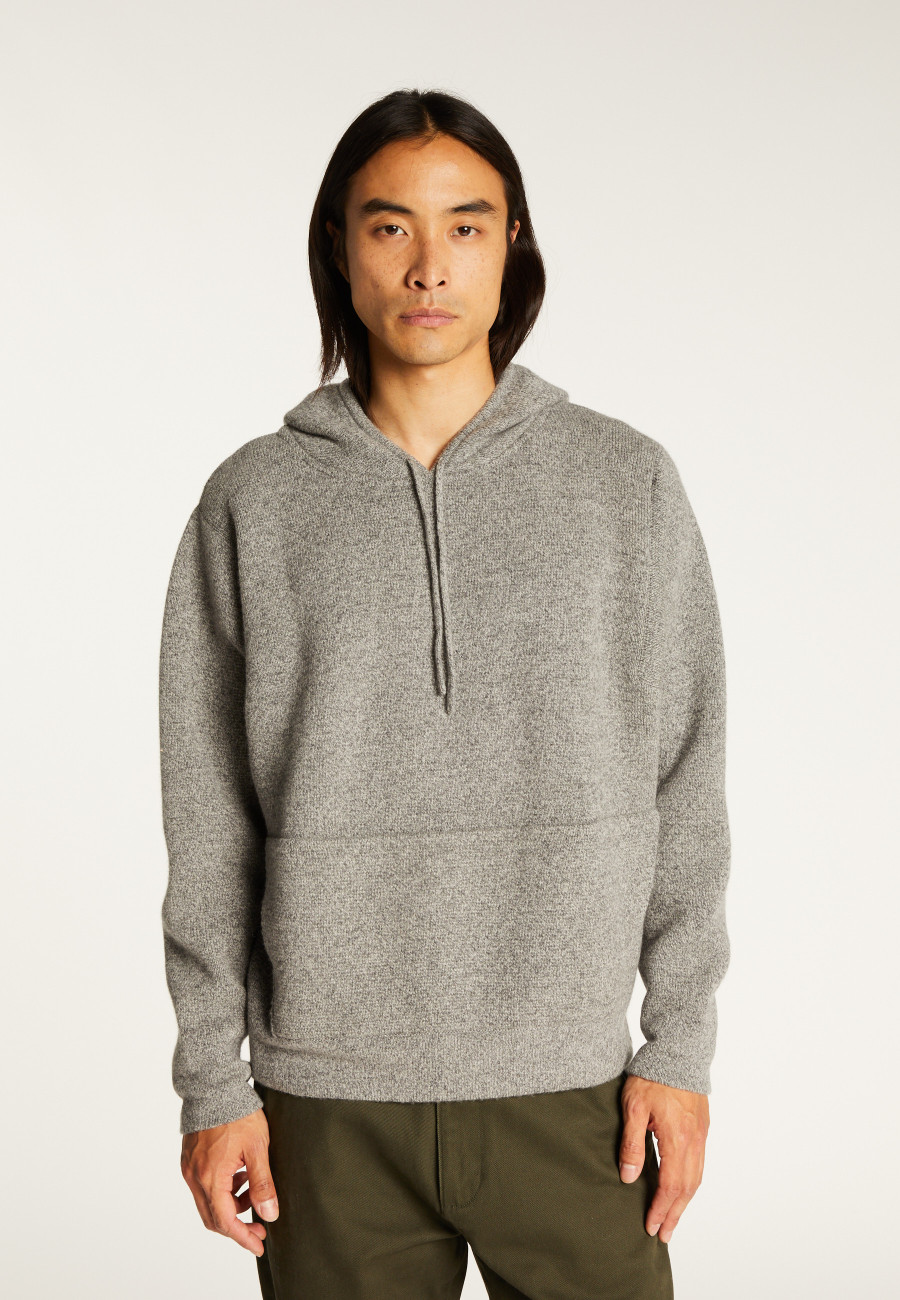 Hooded hoodie with pockets in wool and cashmere - Fabio