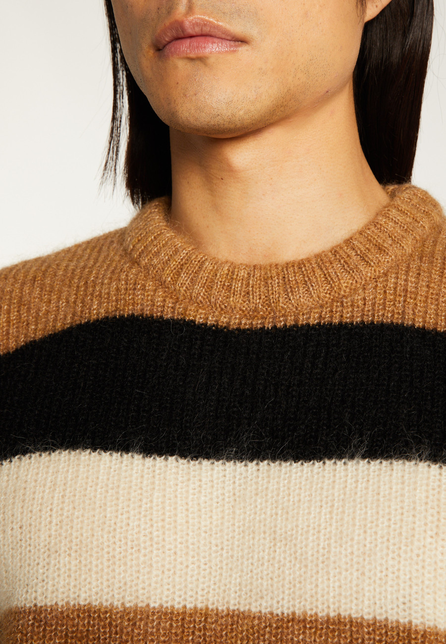 Tricolor striped round-neck mohair sweater - Fox