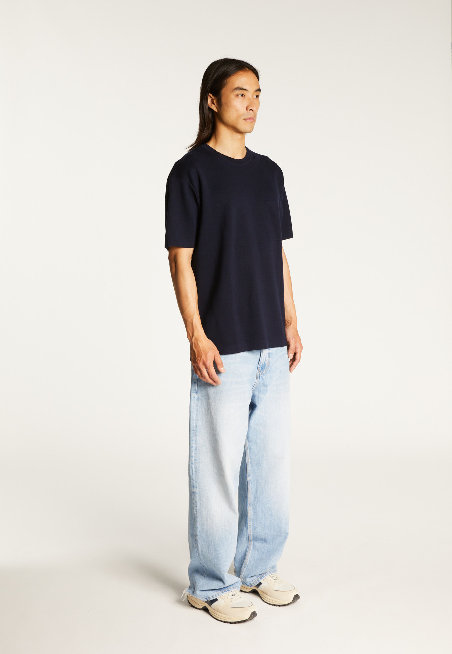 Loose t-shirt with pocket in merino wool - Florentin