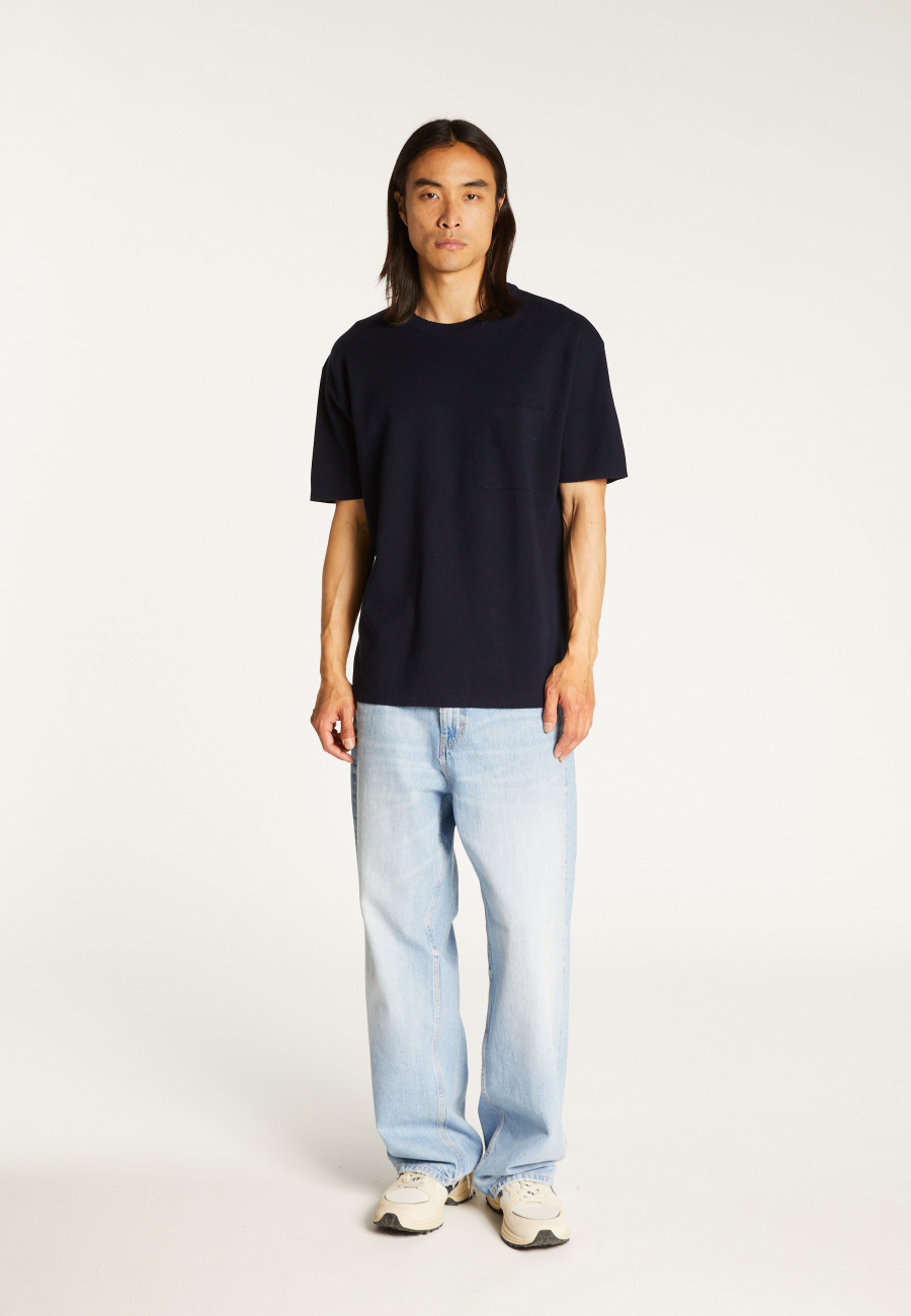 Loose t-shirt with pocket in merino wool - Florentin