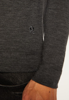 Pull col rond en laine mérinos finitions roulotées