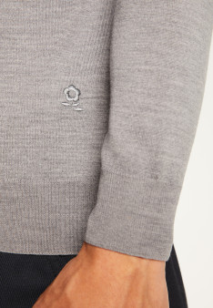 Pull col camionneur avec logo en laine mérinos