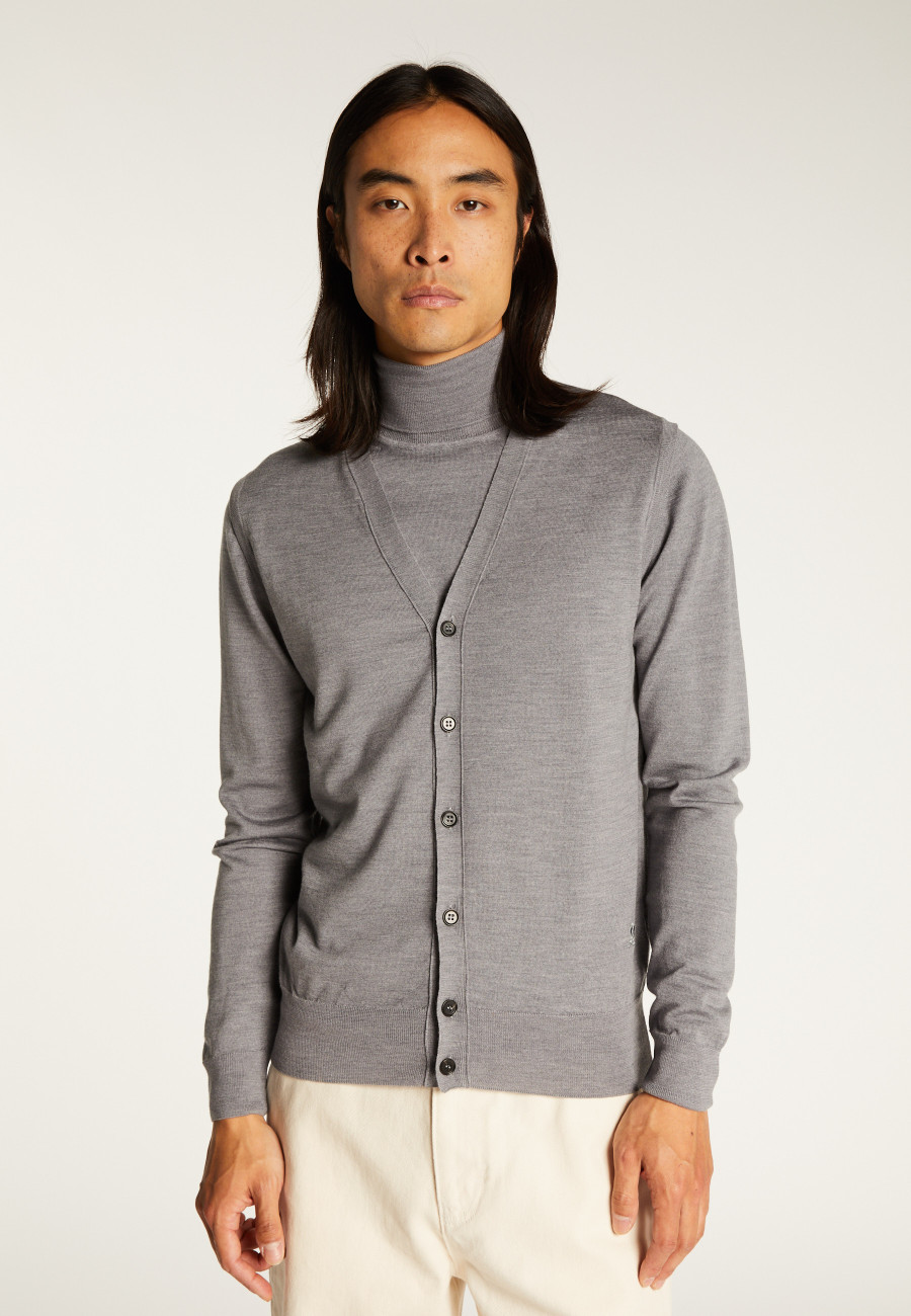 Sleeveless vest with logo in merino wool - Ernardo