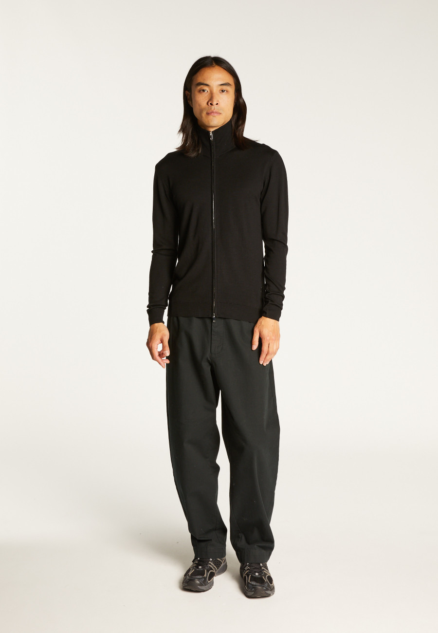 Gilet zippé avec logo en laine mérinos