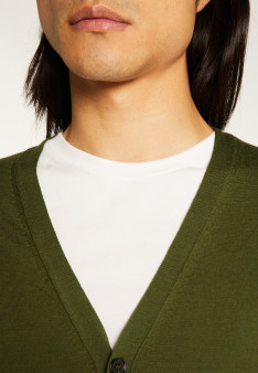 Gilet boutonné avec logo en laine mérinos