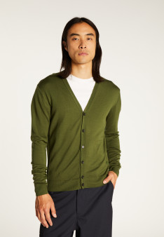 Gilet boutonné avec logo en laine mérinos