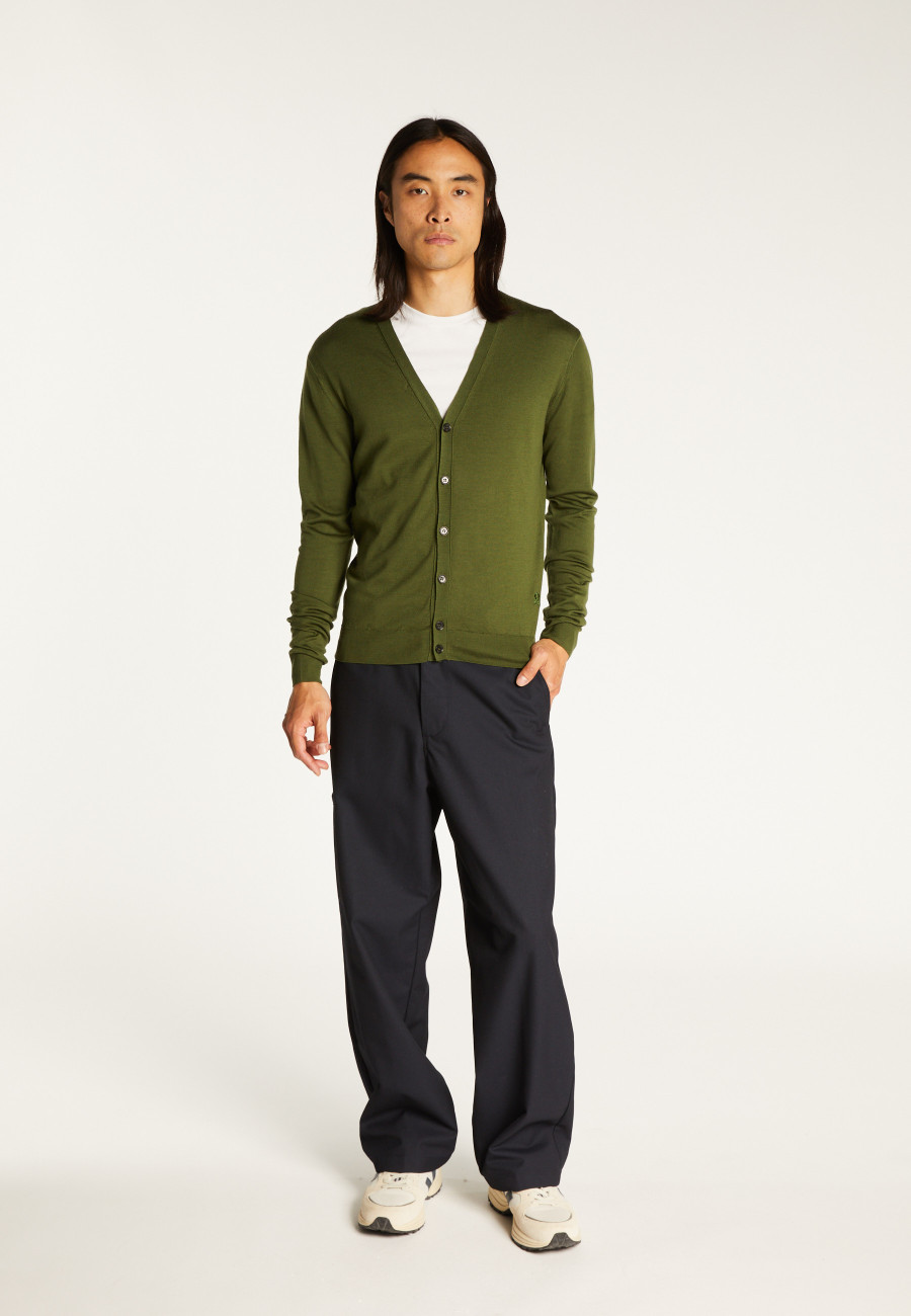 Gilet boutonné avec logo en laine mérinos