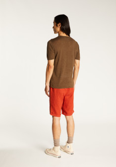 T-shirt col V en lin flammé - Reuben