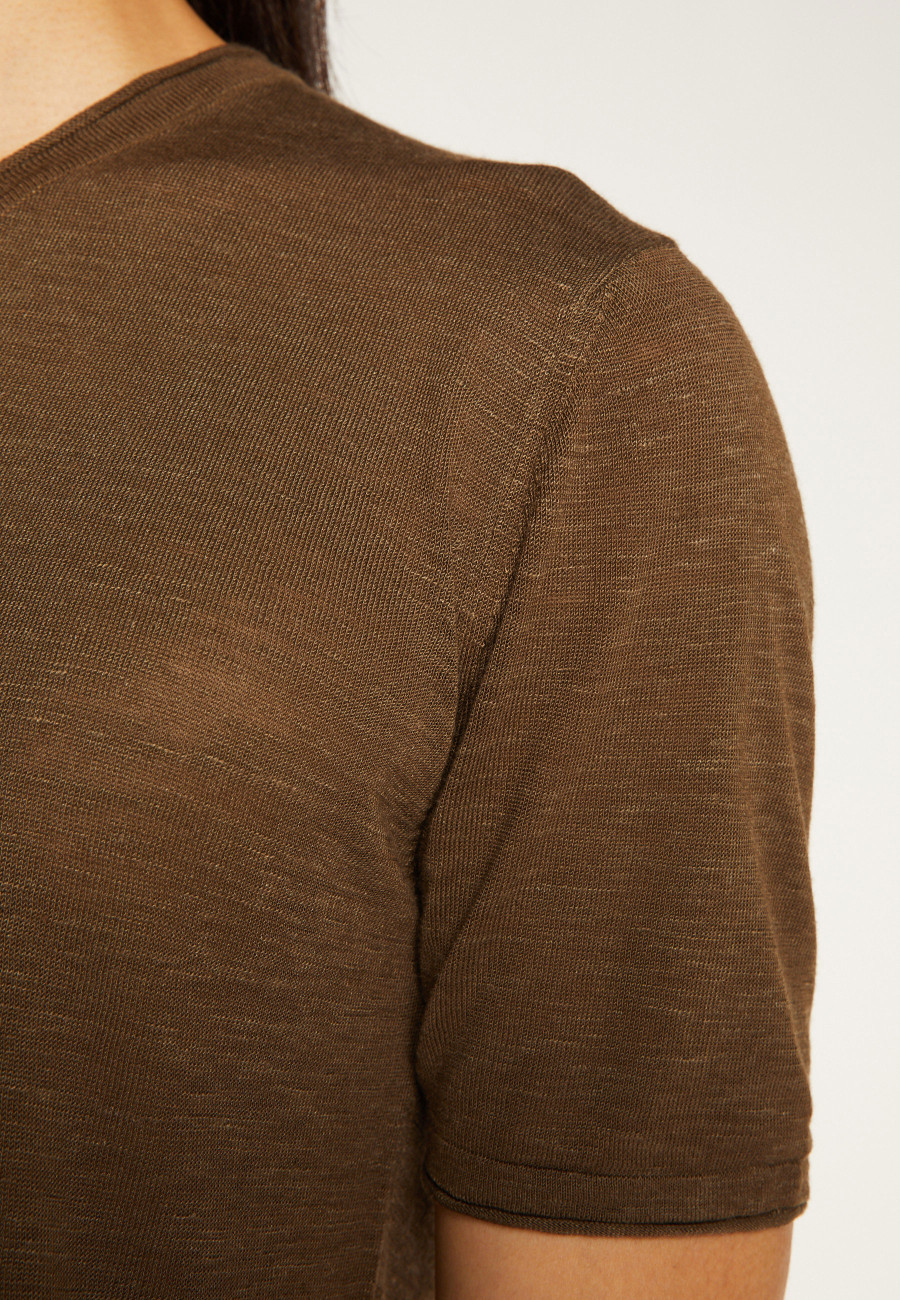 T-shirt col V en lin flammé - Reuben