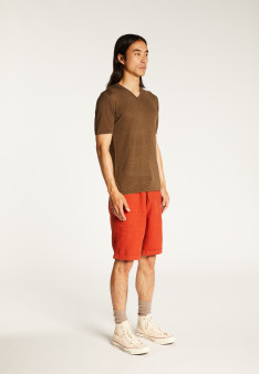T-shirt col V en lin flammé - Reuben