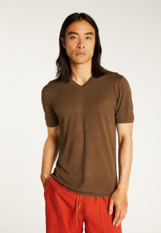 T-shirt col V en lin flammé - Reuben