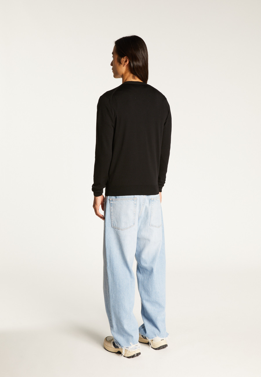 Buttoned cardigan with logo in merino wool - Etienne