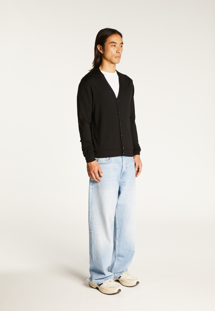 Buttoned cardigan with logo in merino wool - Etienne