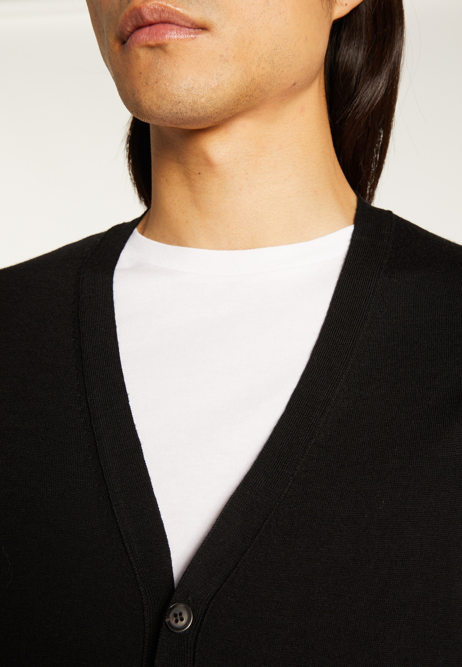 Buttoned cardigan with logo in merino wool - Etienne