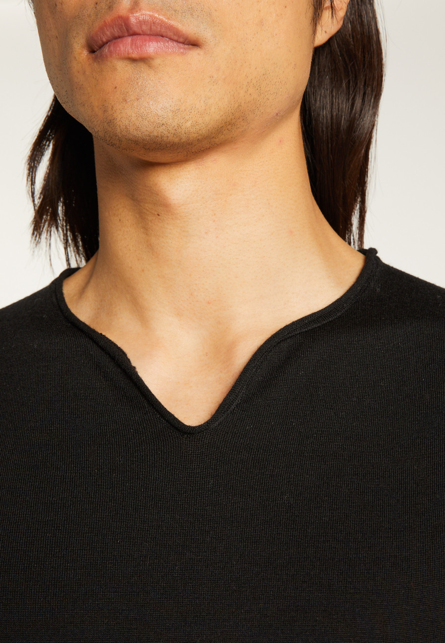 Wool sweater with Tunisian collar - Bono
