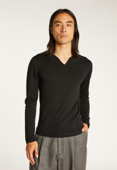 Wool sweater with Tunisian collar - Bono