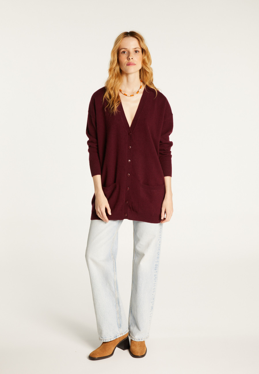 Long cardigan with pockets in cashmere