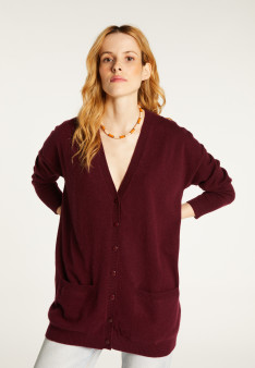 Long cardigan with pockets in cashmere
