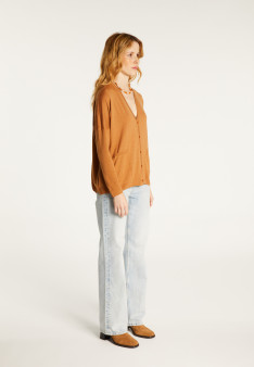 Cardigan boutonné à poches en laine mérinos - Ava