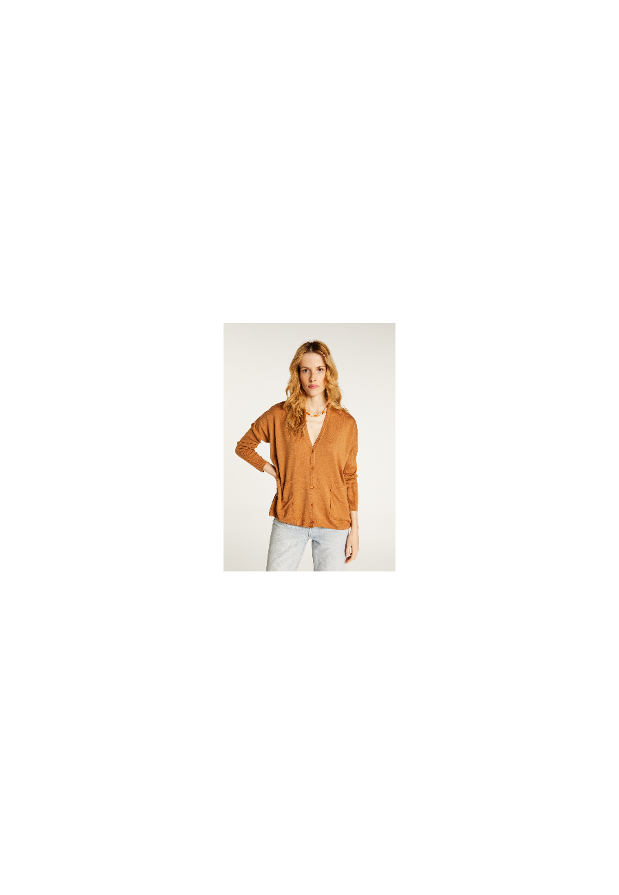 Cardigan boutonné à poches en laine mérinos - Ava