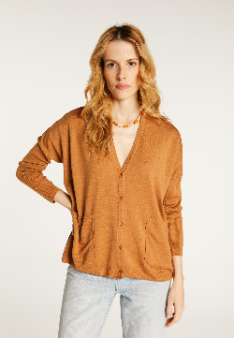Cardigan boutonné à poches en laine mérinos - Ava