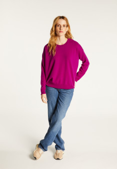 Loose-fit buttoned cashmere round-neck sweater - Acene