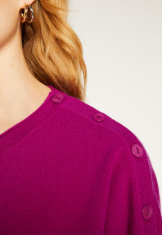 Pull ample boutonné à col rond en cachemire - Acene